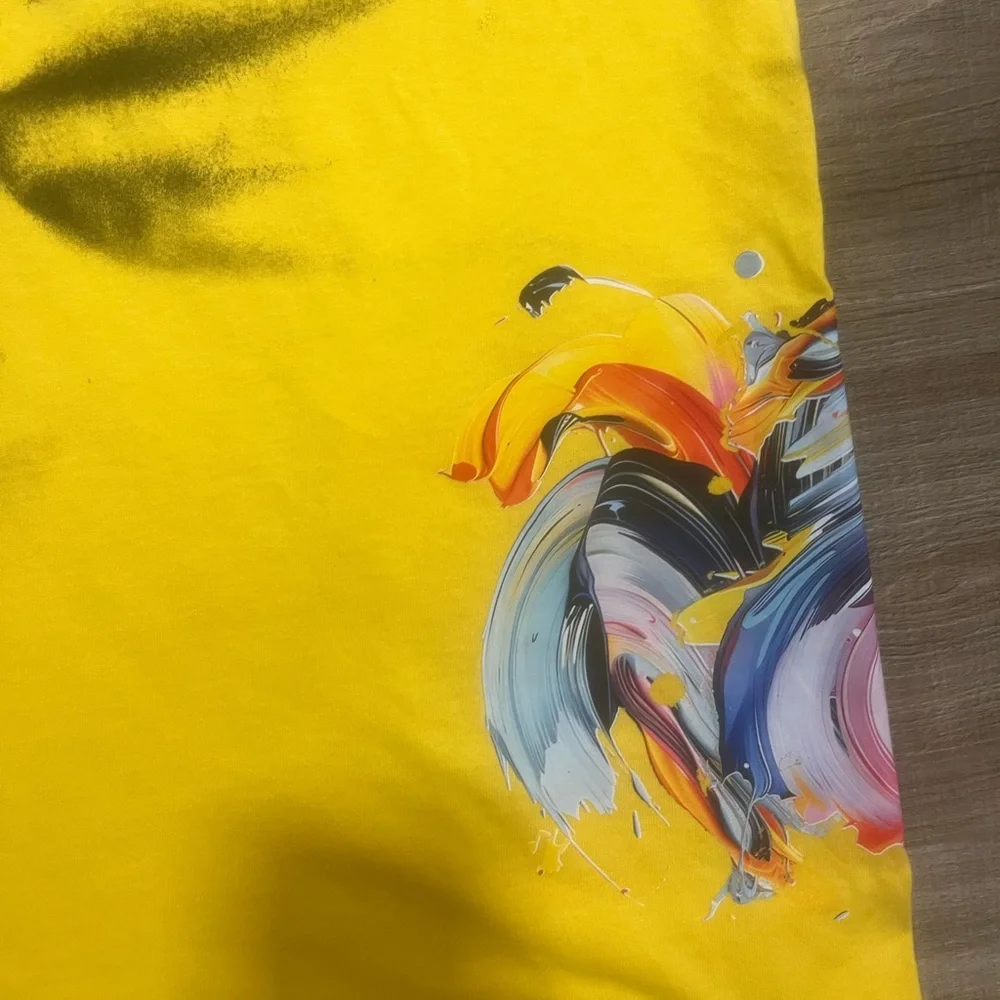 BBMIA Couture Custom Tee Tie Dye Yellow and Black Graphic Kids Tee - Picture 6 of 8
